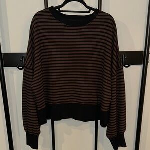 Aerie Striped Black and Brown Sweatshirt
